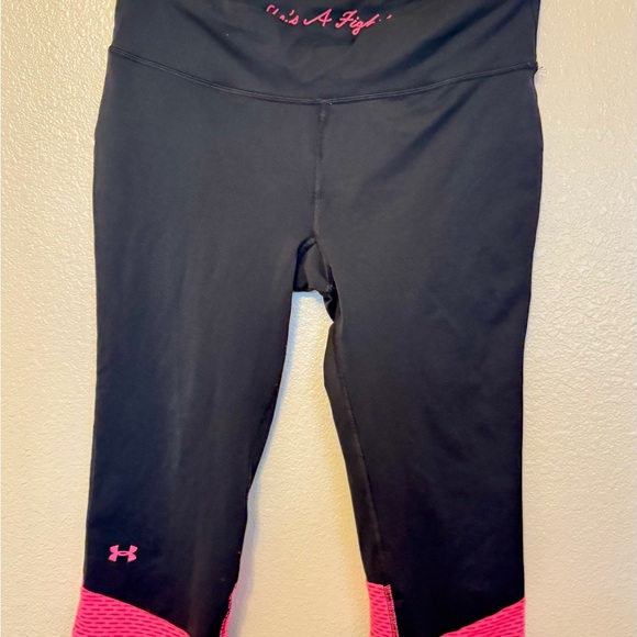 Under Armour Susan G Komen Breast Cancer  Leggings Black with Pink Accents - Picture 1 of 3